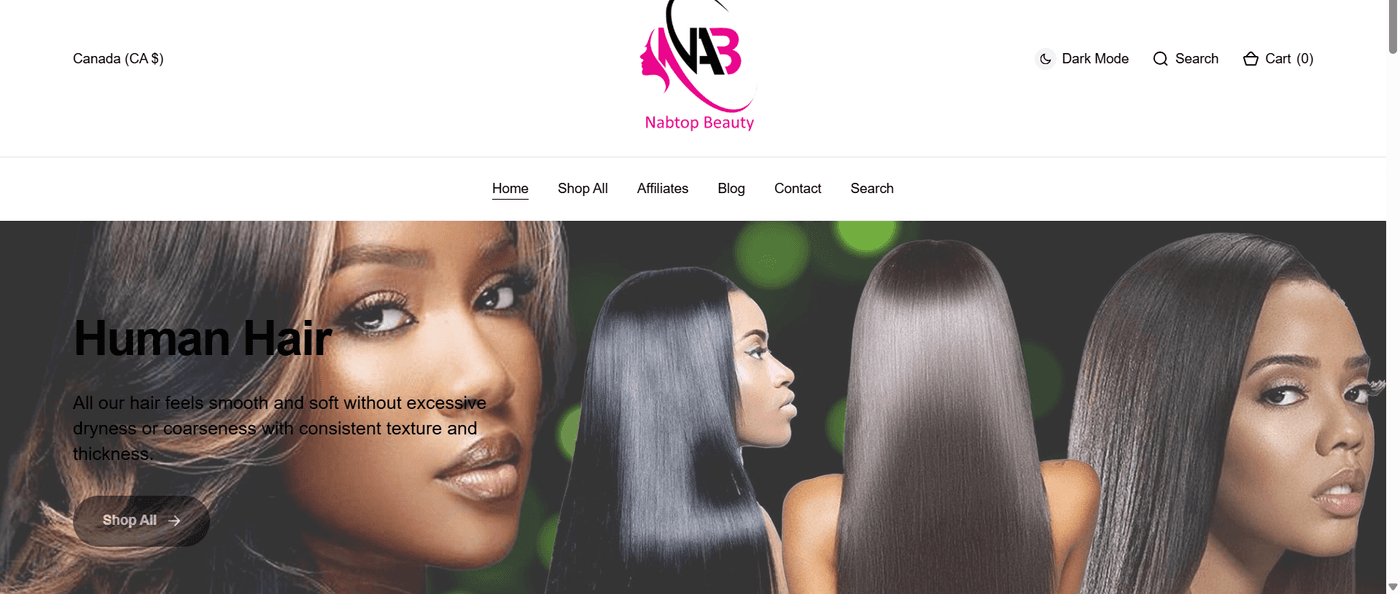 Nabtop Beauty e-commerce website built by Primo Promotion